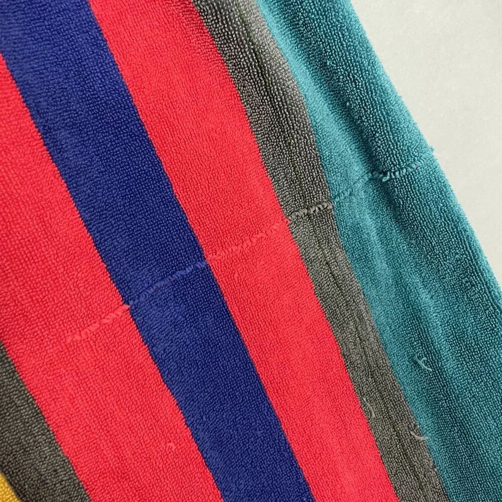 Vintage 90s Beach Towel Cecil Saydah Company Stripes FLAWS Cotton‎ Retro